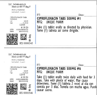63 - Ciprofloxacin 500mg (54348 663)label